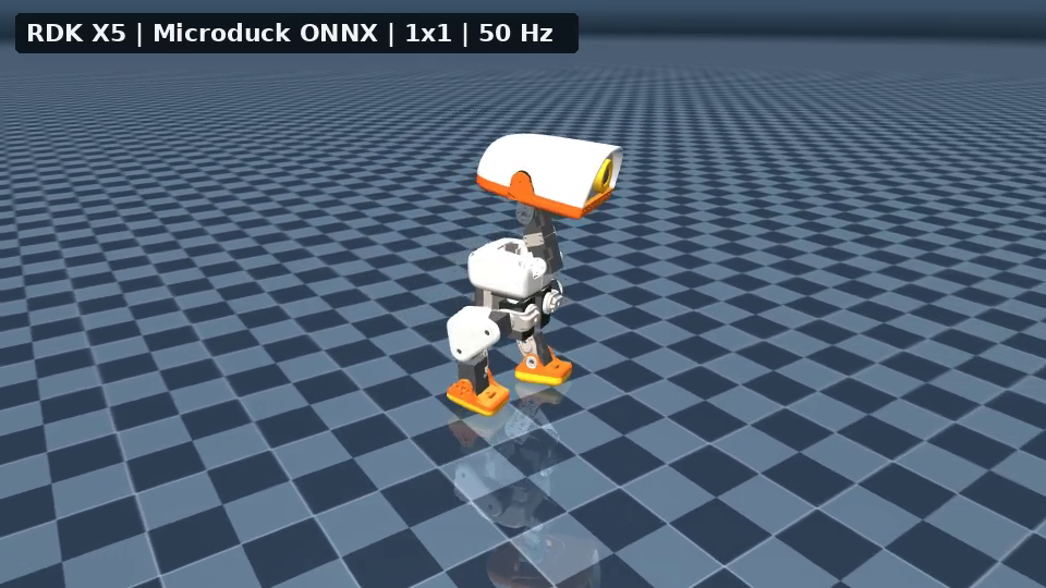 RDK X5 как мозг политики управляет одним Microduck