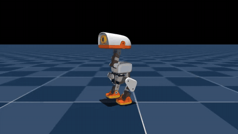 Динамический предпросмотр ходьбы Microduck, обученного на 4096 средах