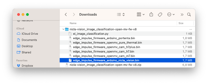 ZIP-архив с прошивкой OpenMV