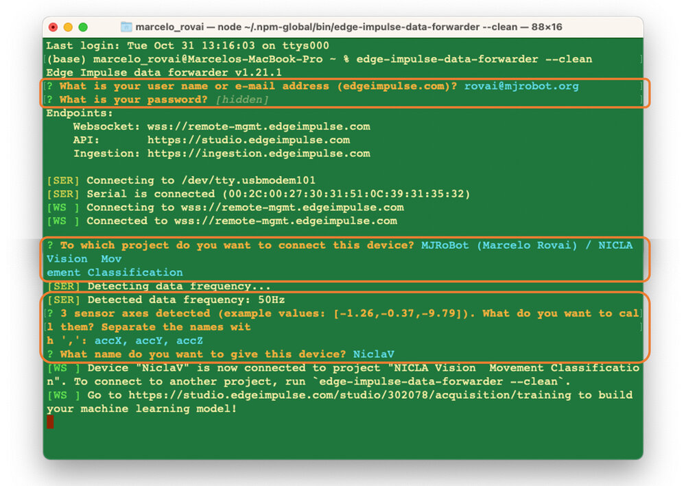 Настройка CLI Data Forwarder в терминале