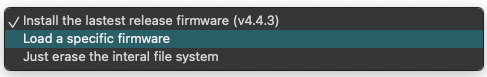 Выбор загрузки конкретной прошивки в OpenMV IDE