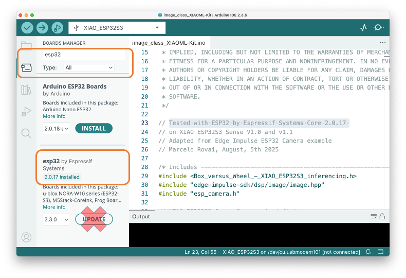 Настройки Arduino IDE для XIAO ESP32S3 с включённой PSRAM