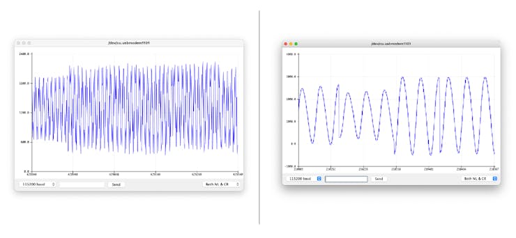 График шёпота в Serial Plotter