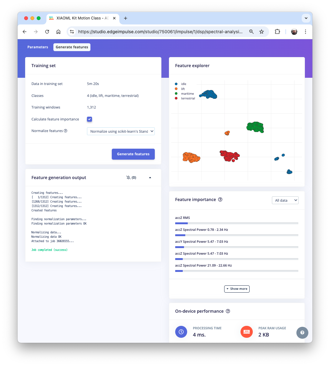 Визуализация признаков классов в Feature Explorer