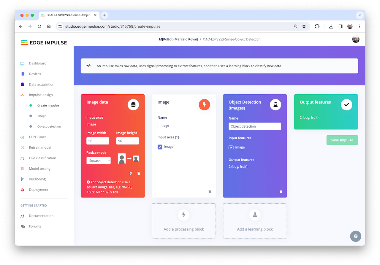 Конвейер Impulse: предобработка и обнаружение объектов