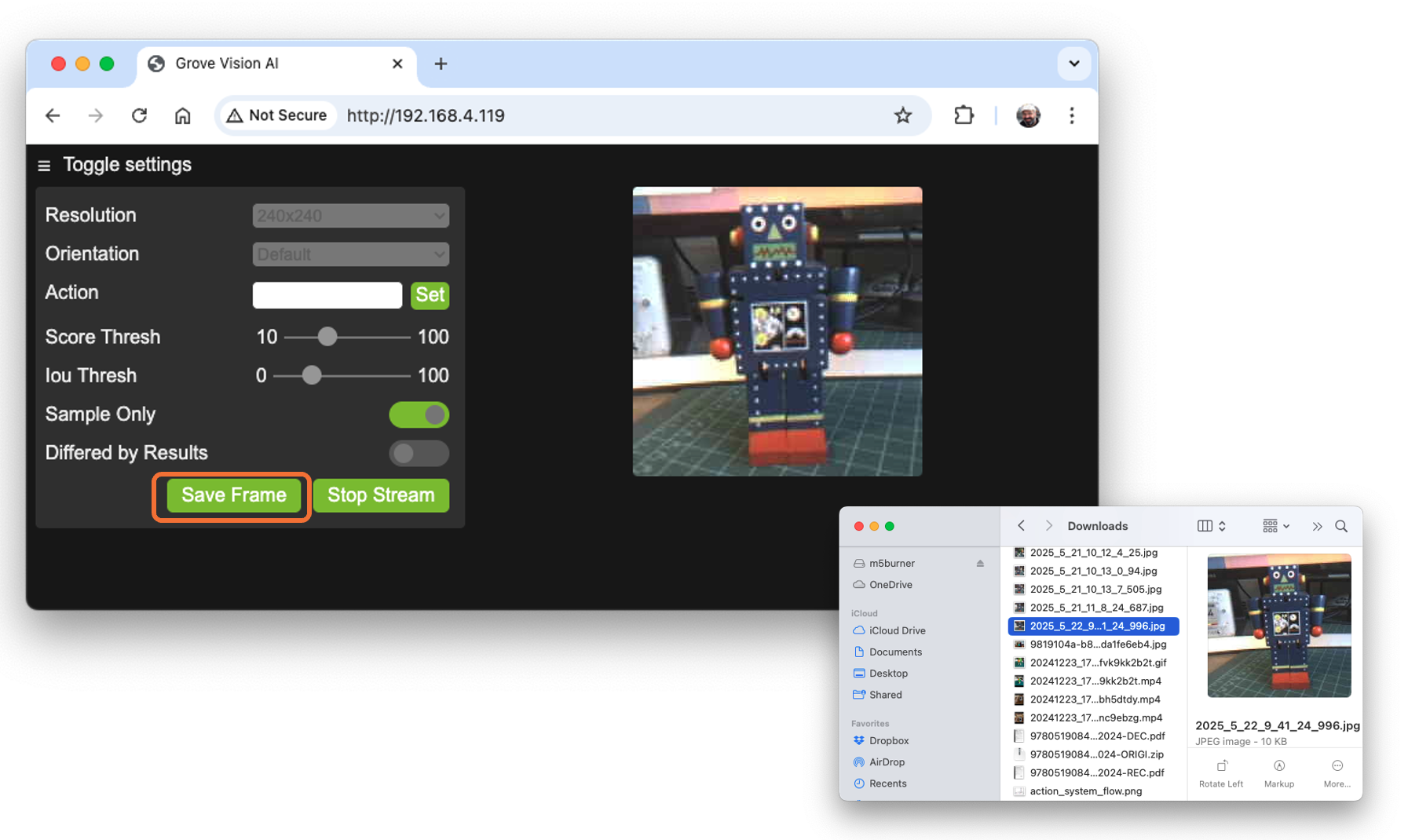 Захват видеопотока с Grove Vision AI V2