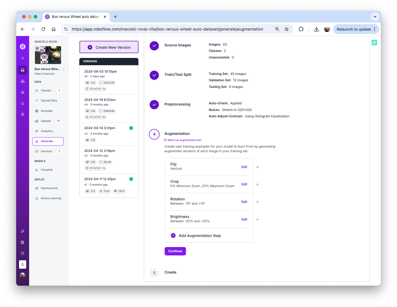 Настройки предобработки и аугментации в Roboflow