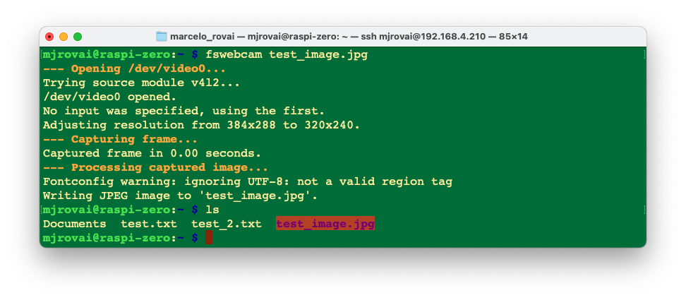Тестовый снимок, сохранённый командой fswebcam