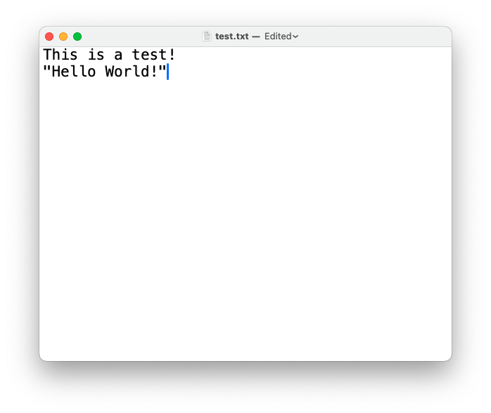 Создание текстового файла test.txt на компьютере