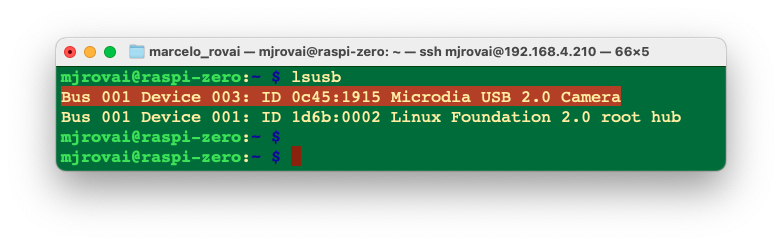 Вывод lsusb с USB-камерой