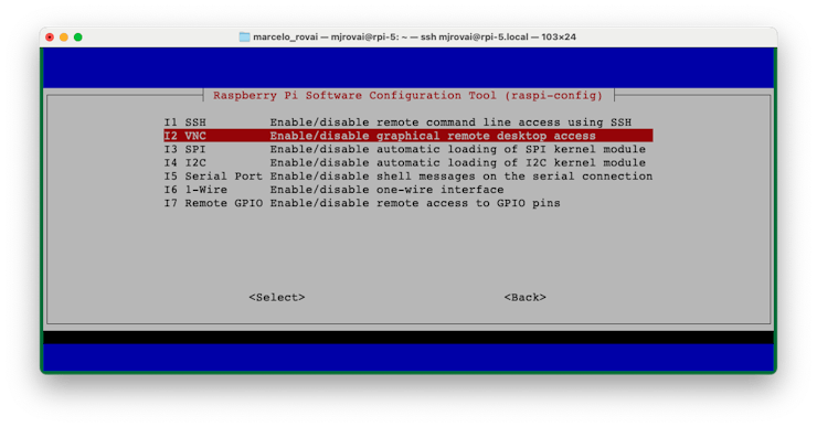 Включение сервера VNC в raspi-config