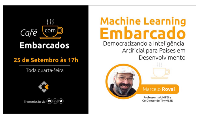 Афиша мероприятия Machine Learning Embarcados на португальском языке