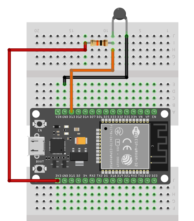 схема подключения ESP32 с термистором