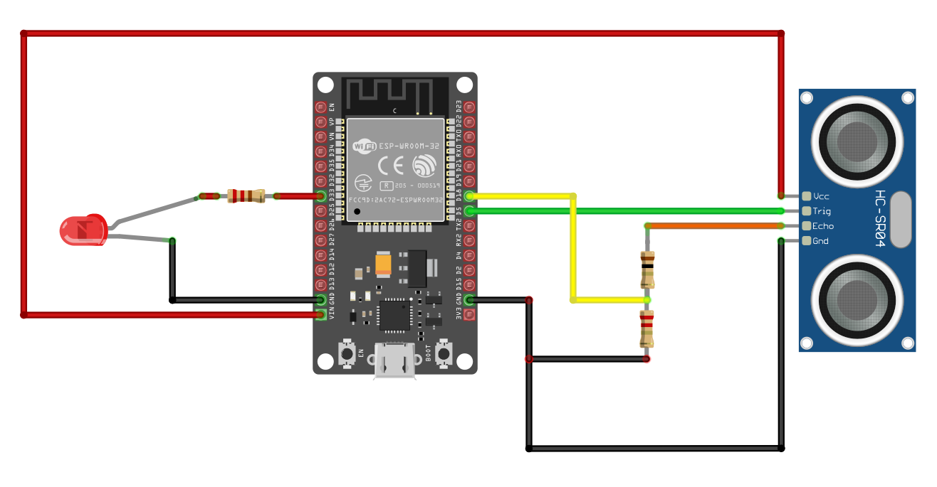 подключение ESP32 к ультразвуковому датчику HC-SR04